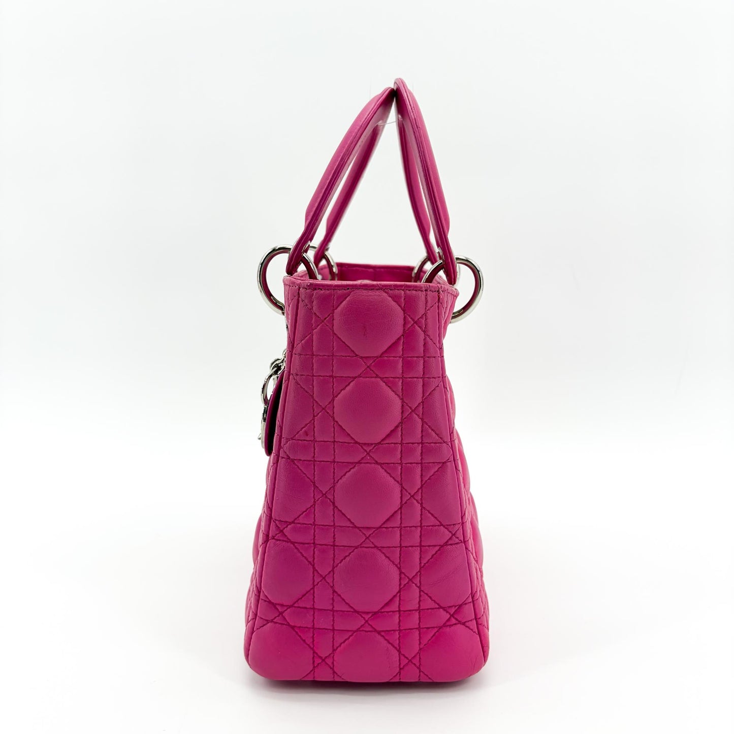 Dior Lady Dior Medium Bag Fuchsia Lambskin Silver