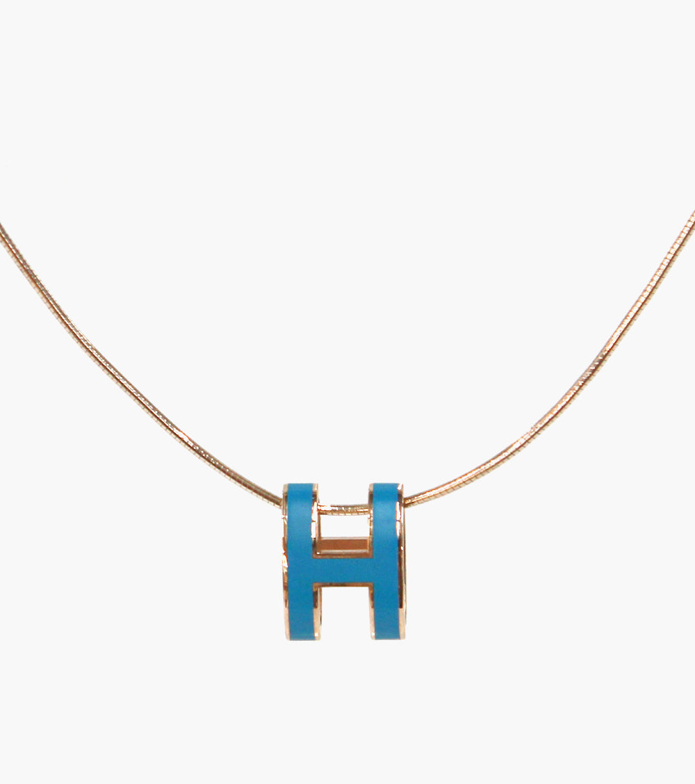 Hermès Blue Pop Art Gold Necklace