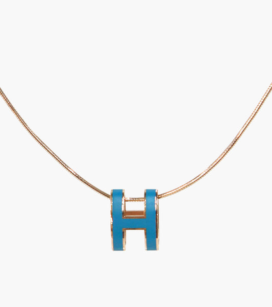Hermès Blue Pop Art Gold Necklace
