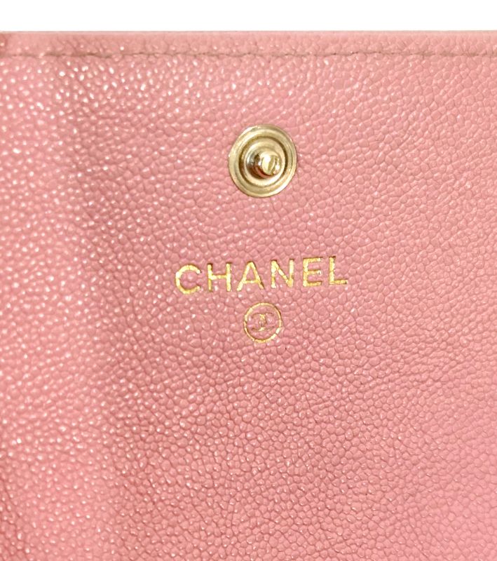 Chanel Pink Caviar Skin Boy Card Wallet