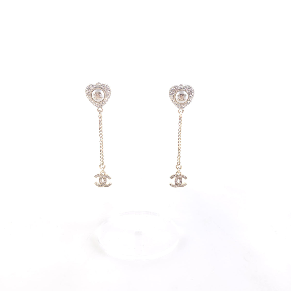 Heart CC Crystal Drop Earrings