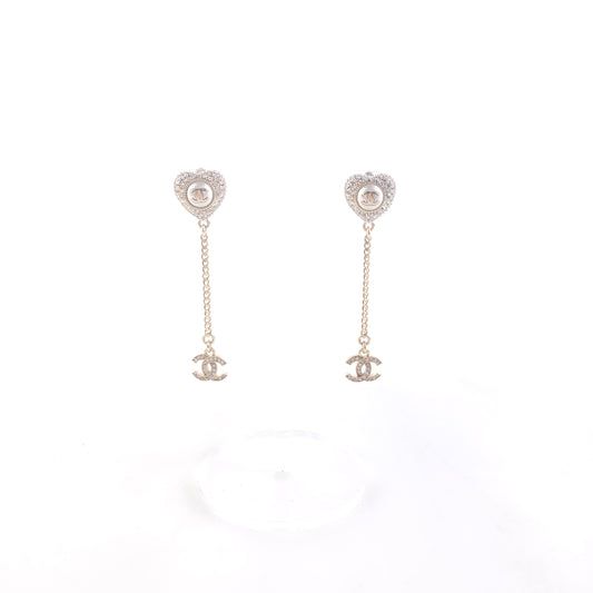 Heart CC Crystal Drop Earrings