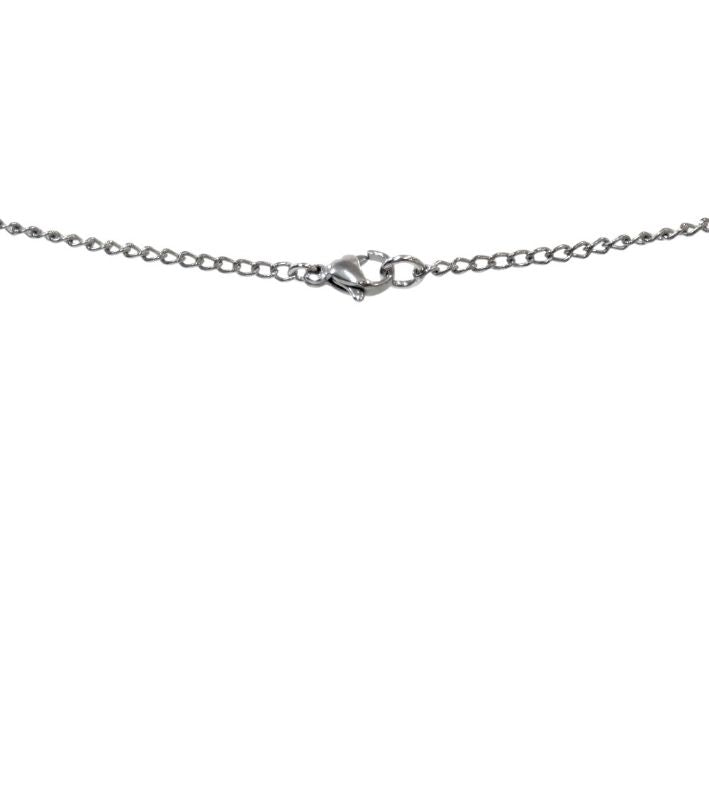 Chanel CC Lettering Silver Necklace
