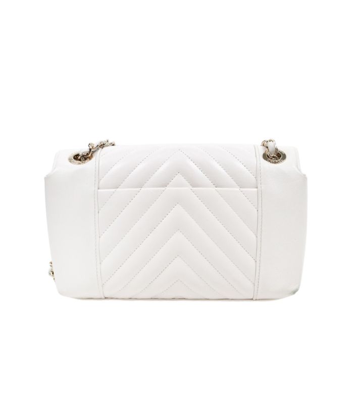Chanel White Chevron Chain Shoulder Bag