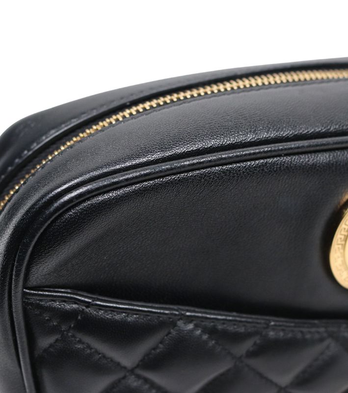 Versace Black Quilted Medusa Shoulder Bag
