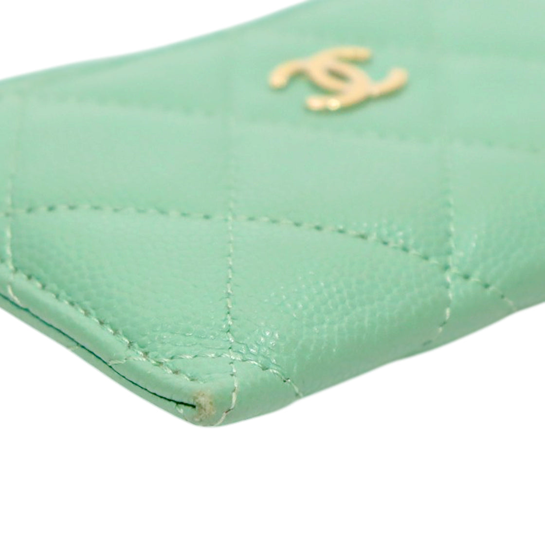 Chanel Green Caviar Skin Card Wallet