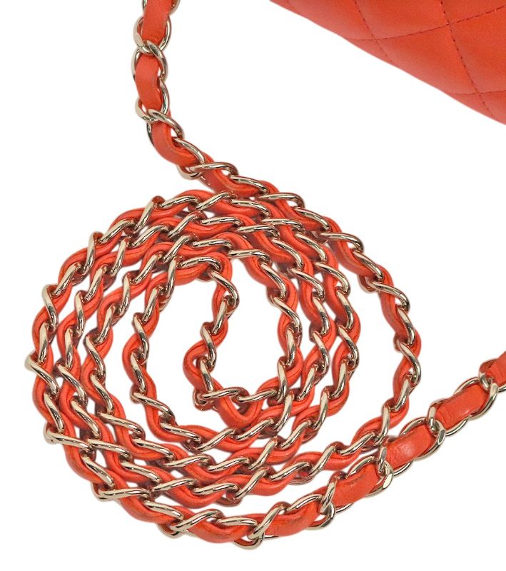 Chanel Orange Lambskin New Mini