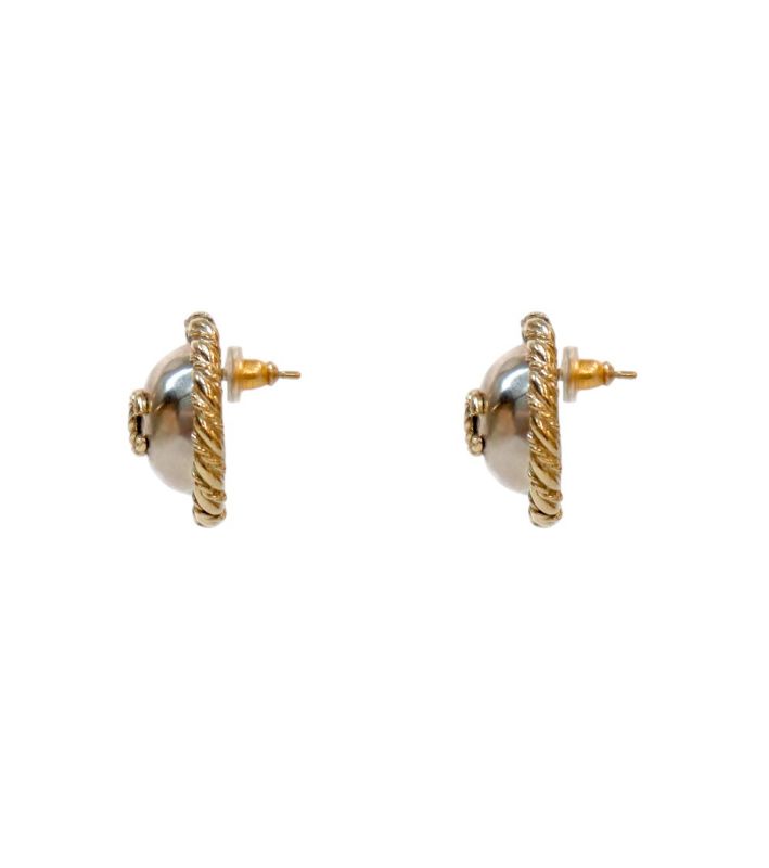Chanel Round CC Gold Earrings
