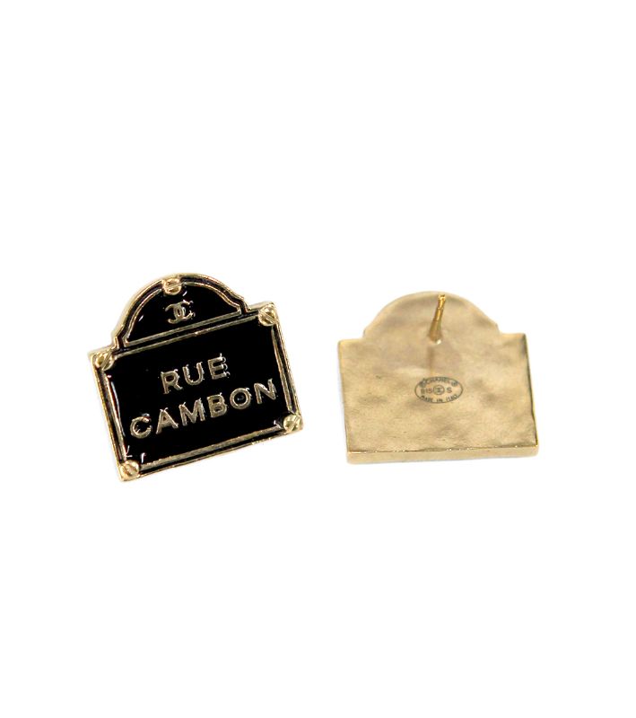 Chanel Black Le Bambole enamel earrings