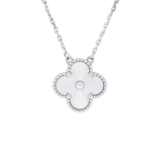 Van Cleef & Arpels VCARP9XG00 White Gold Guilloche Alhambra Vintage Necklace