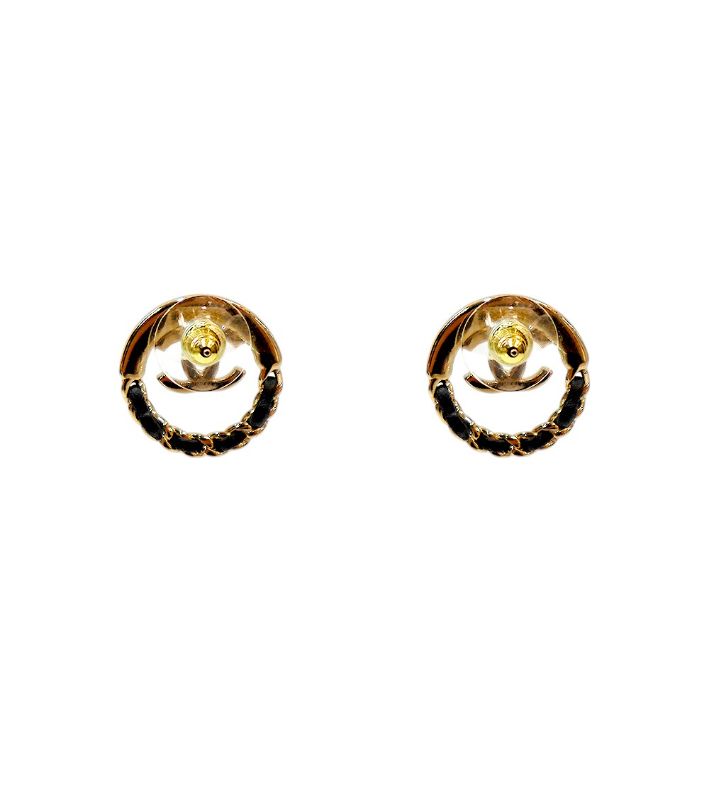 Chanel Chain Round CC Gold Earrings