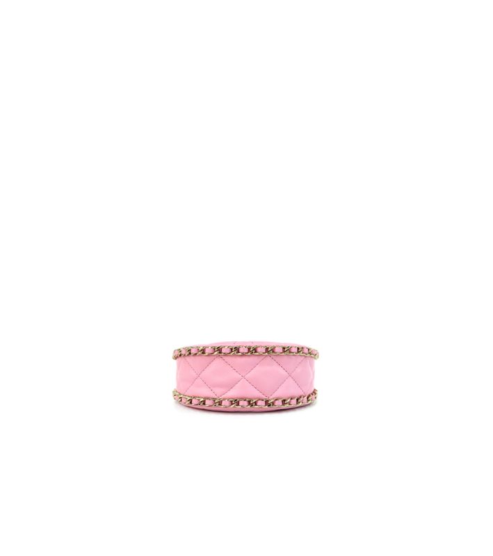 Chanel Pink Leather Mini Half Moon Crossbody Bag