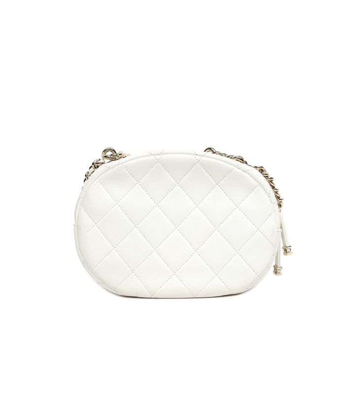 Chanel White Studded CC Chain Shoulder Bag