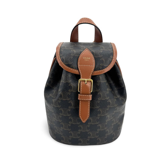 Celine Triomphe Canvas Mini Backpack Tan