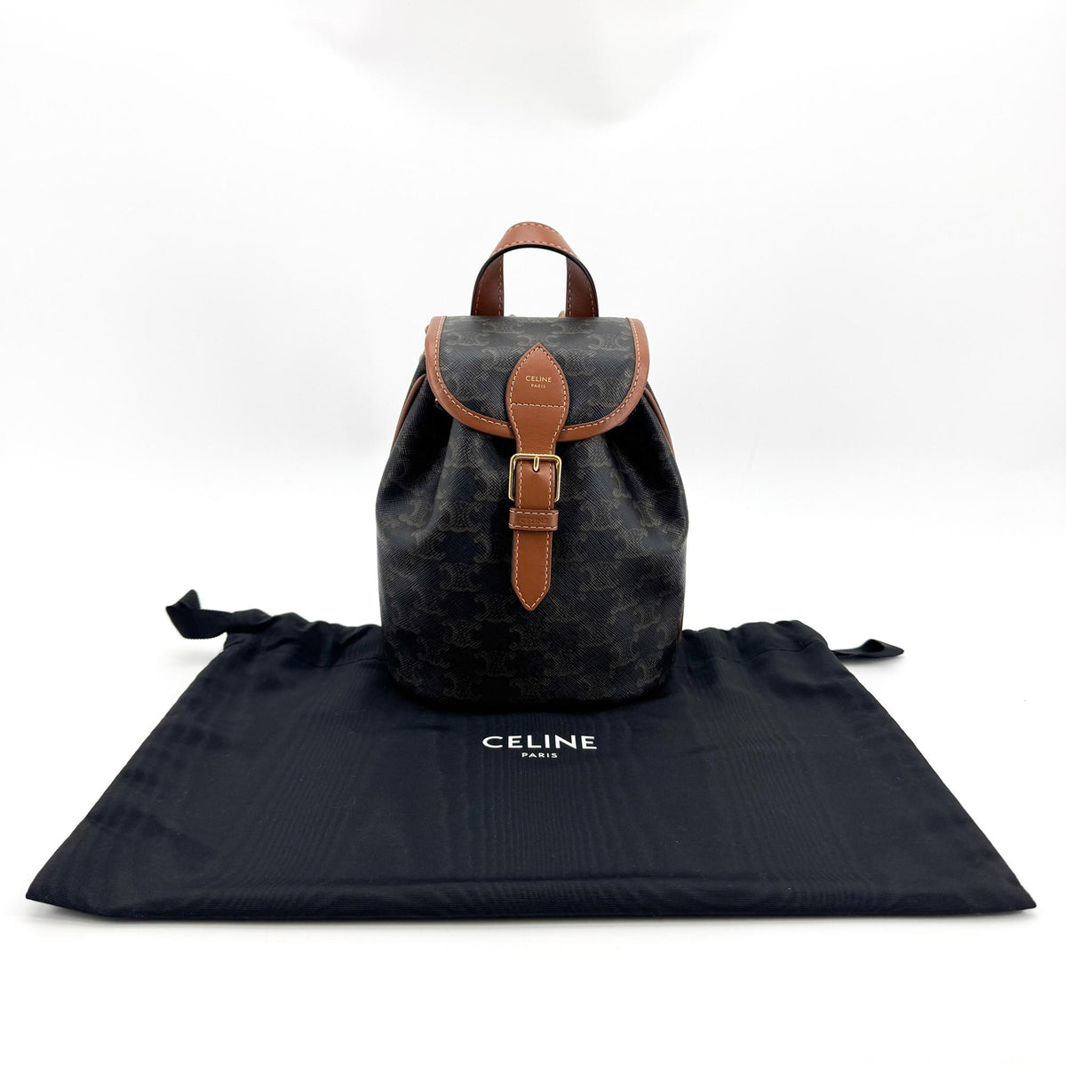Celine Triomphe Canvas Mini Backpack Tan