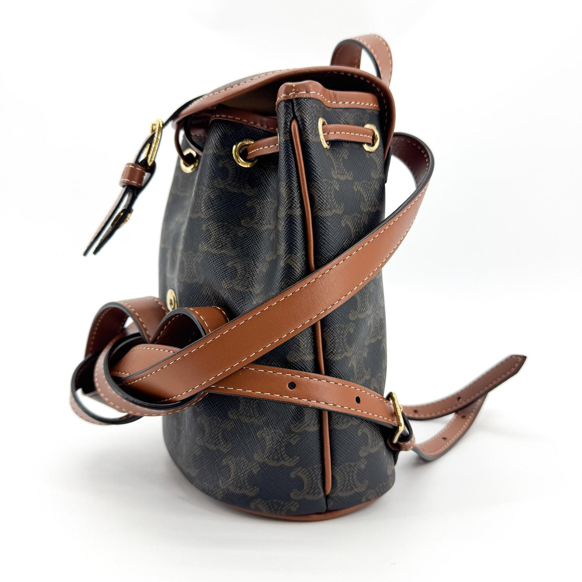 Celine Triomphe Canvas Mini Backpack Tan