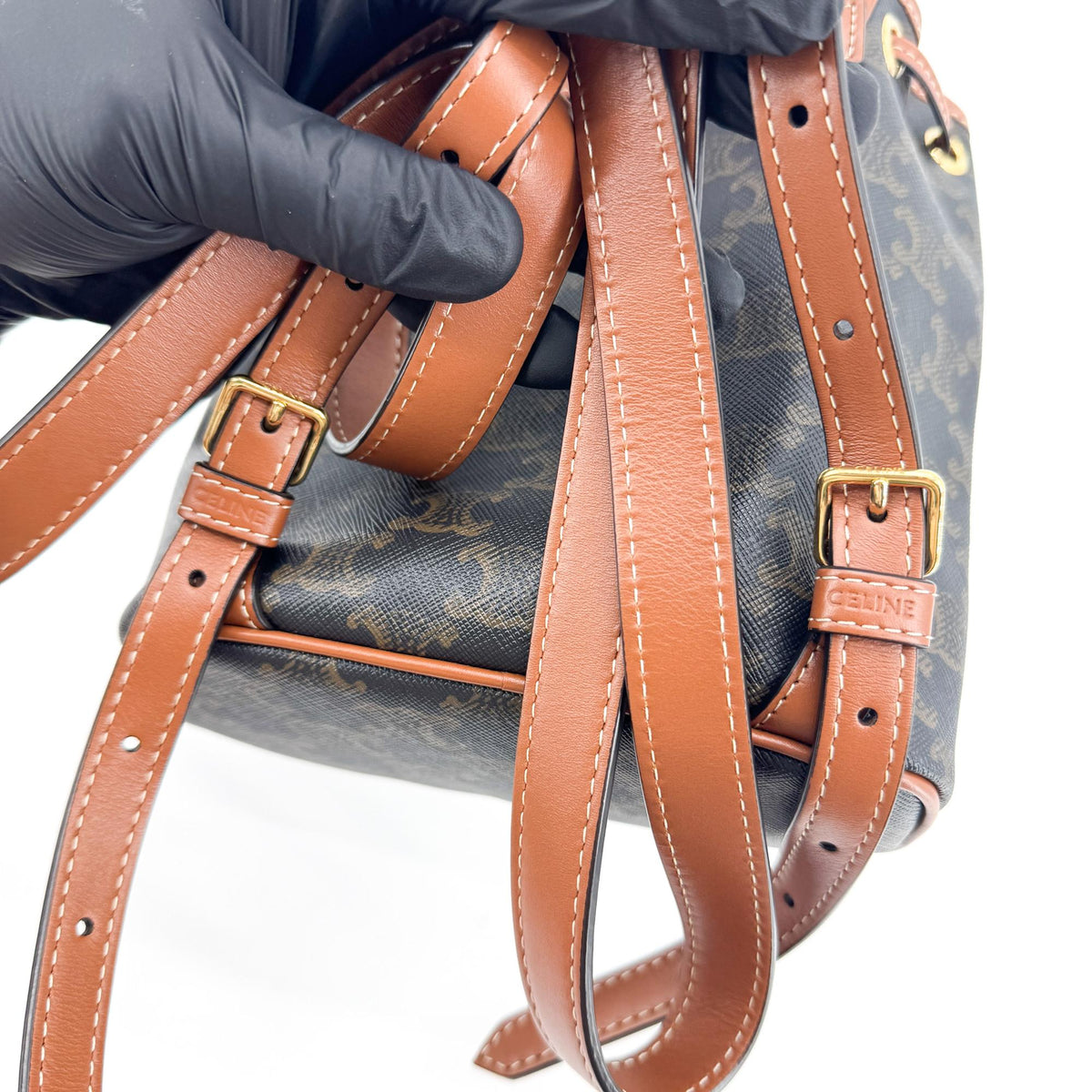 Celine Triomphe Canvas Mini Backpack Tan