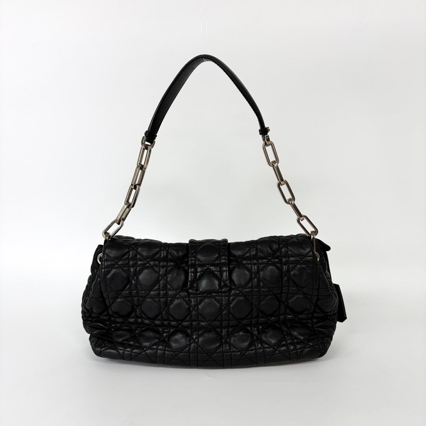 Dior New Rock Flap Bag Medium Black Cannage Lambskin Silver Hardware