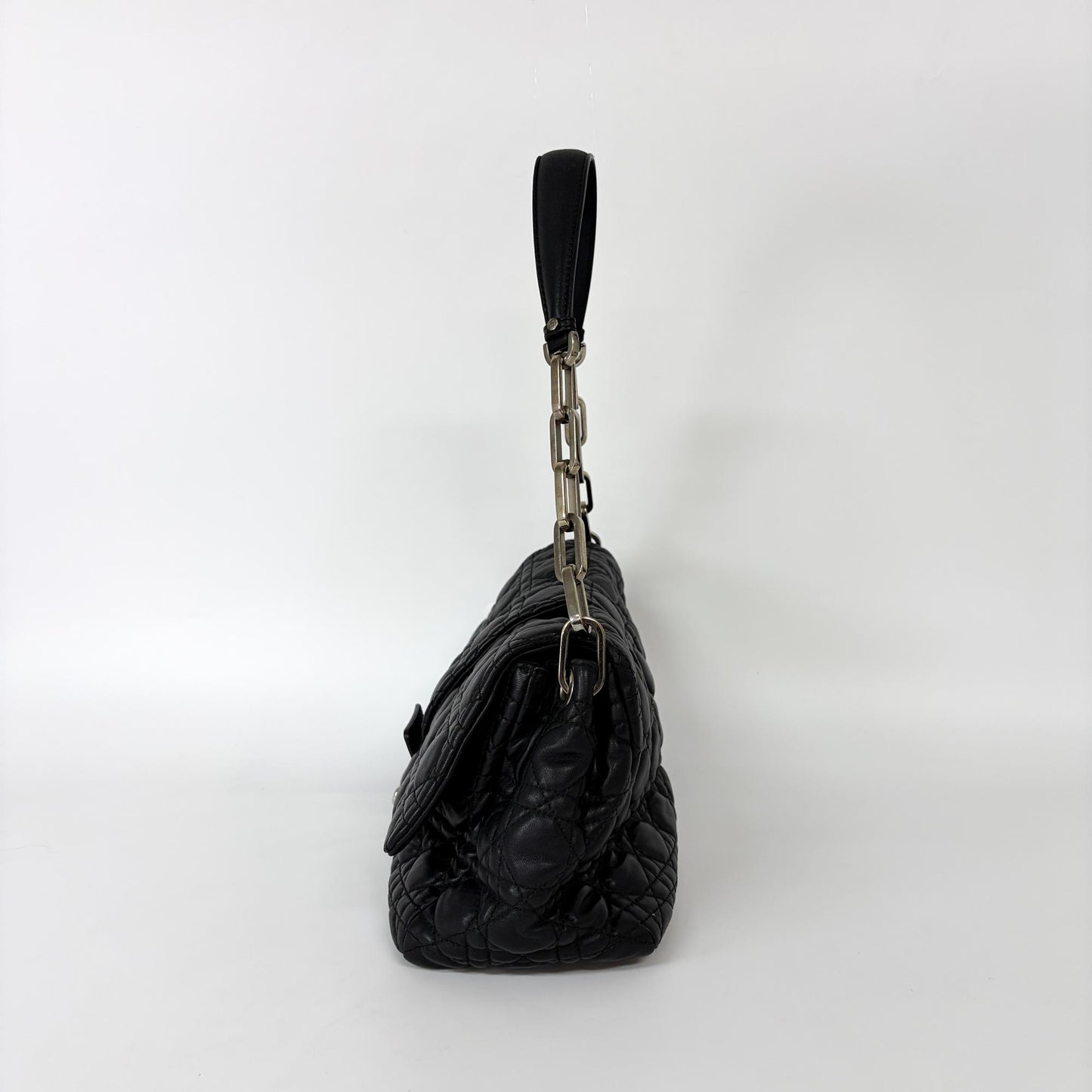 Dior New Rock Flap Bag Medium Black Cannage Lambskin Silver Hardware