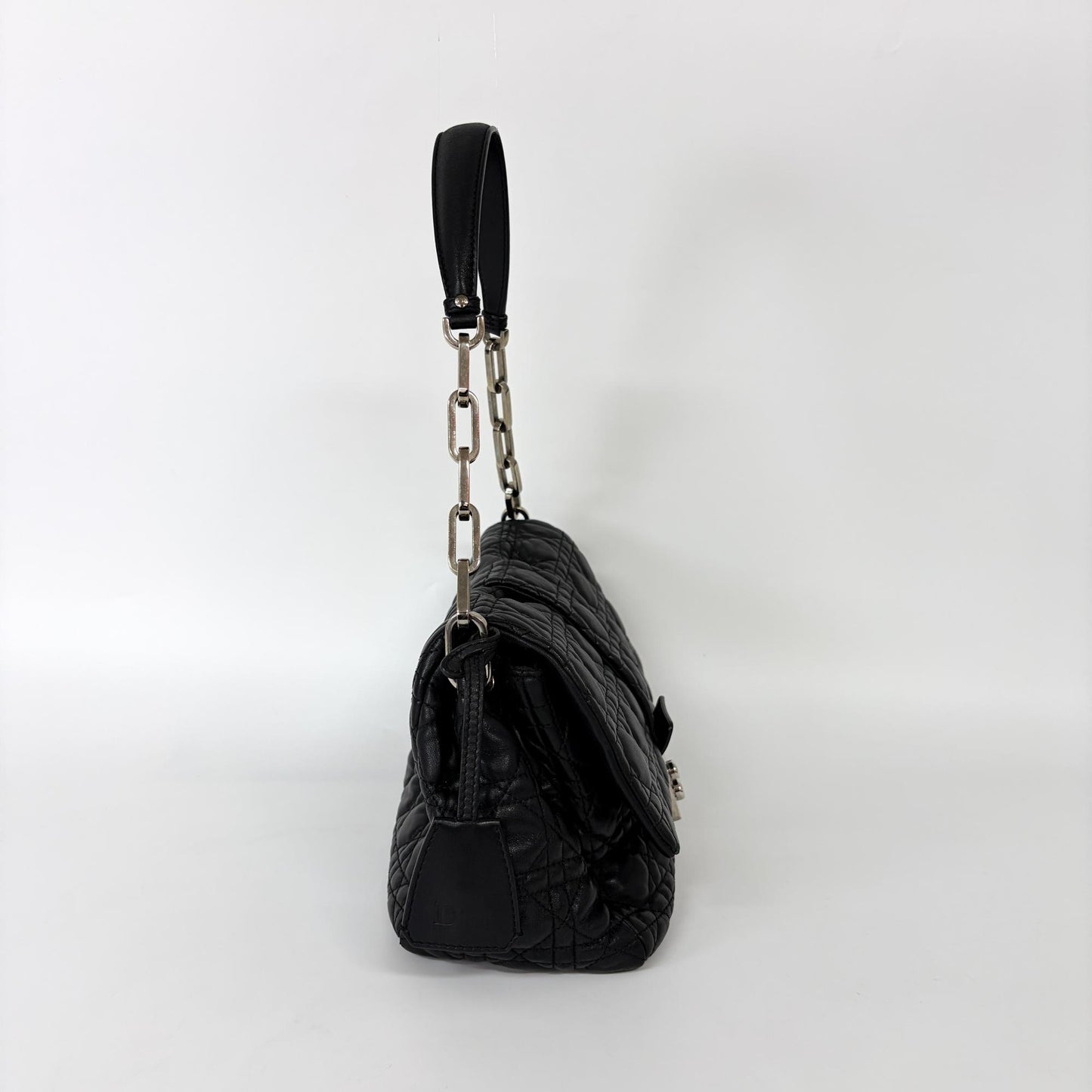 Dior New Rock Flap Bag Medium Black Cannage Lambskin Silver Hardware