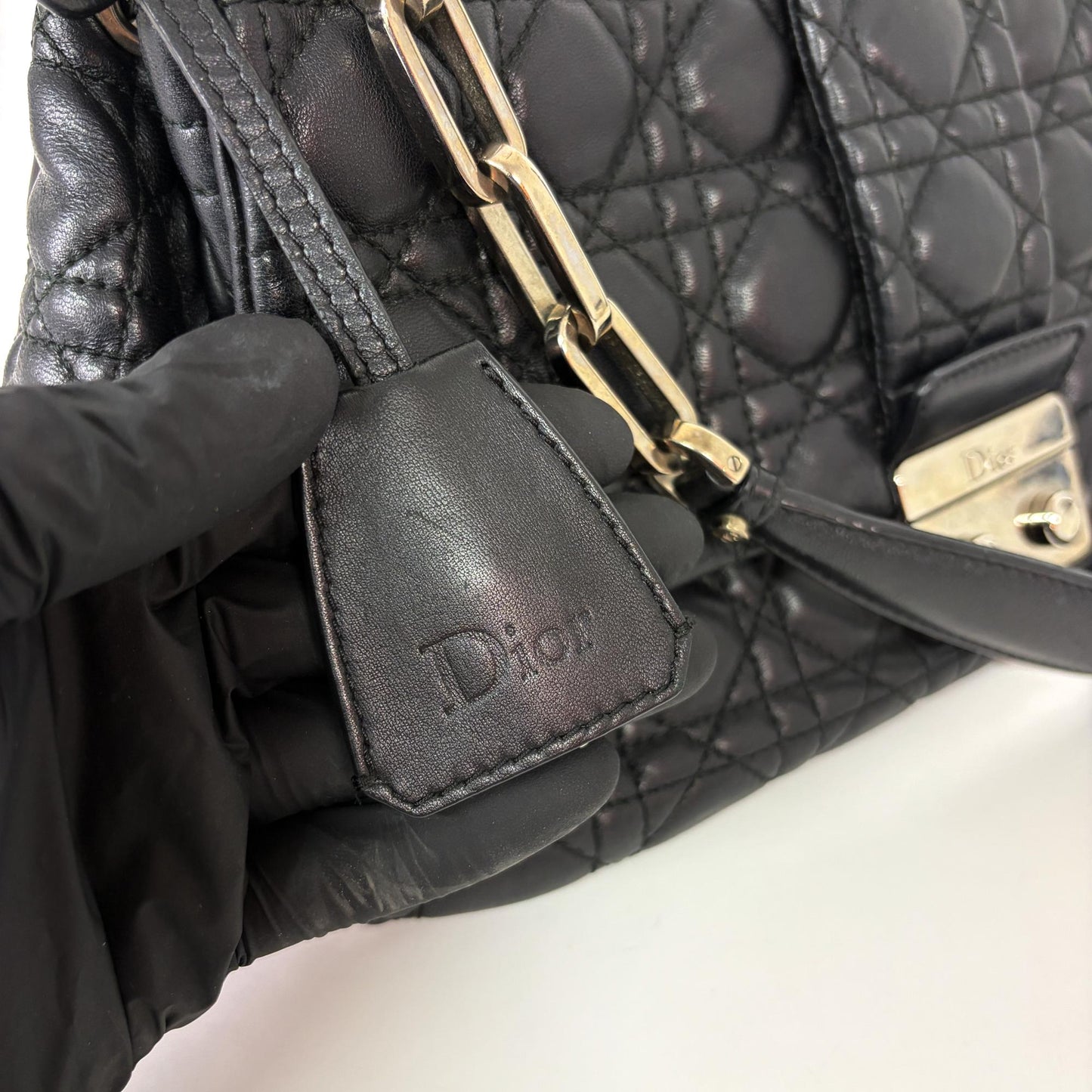 Dior New Rock Flap Bag Medium Black Cannage Lambskin Silver Hardware