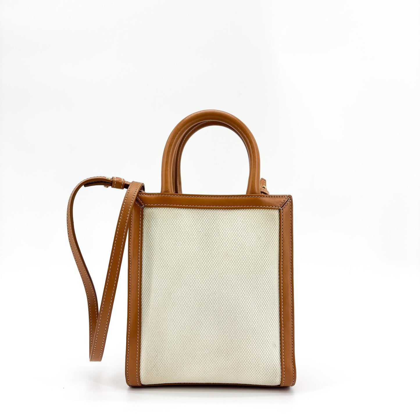 Celine Mini Vertical Cabas Bag Textile Tan