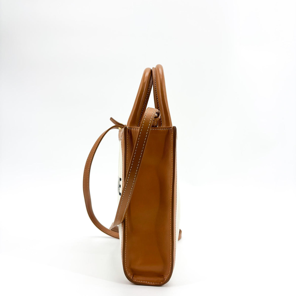 Celine Mini Vertical Cabas Bag Textile Tan