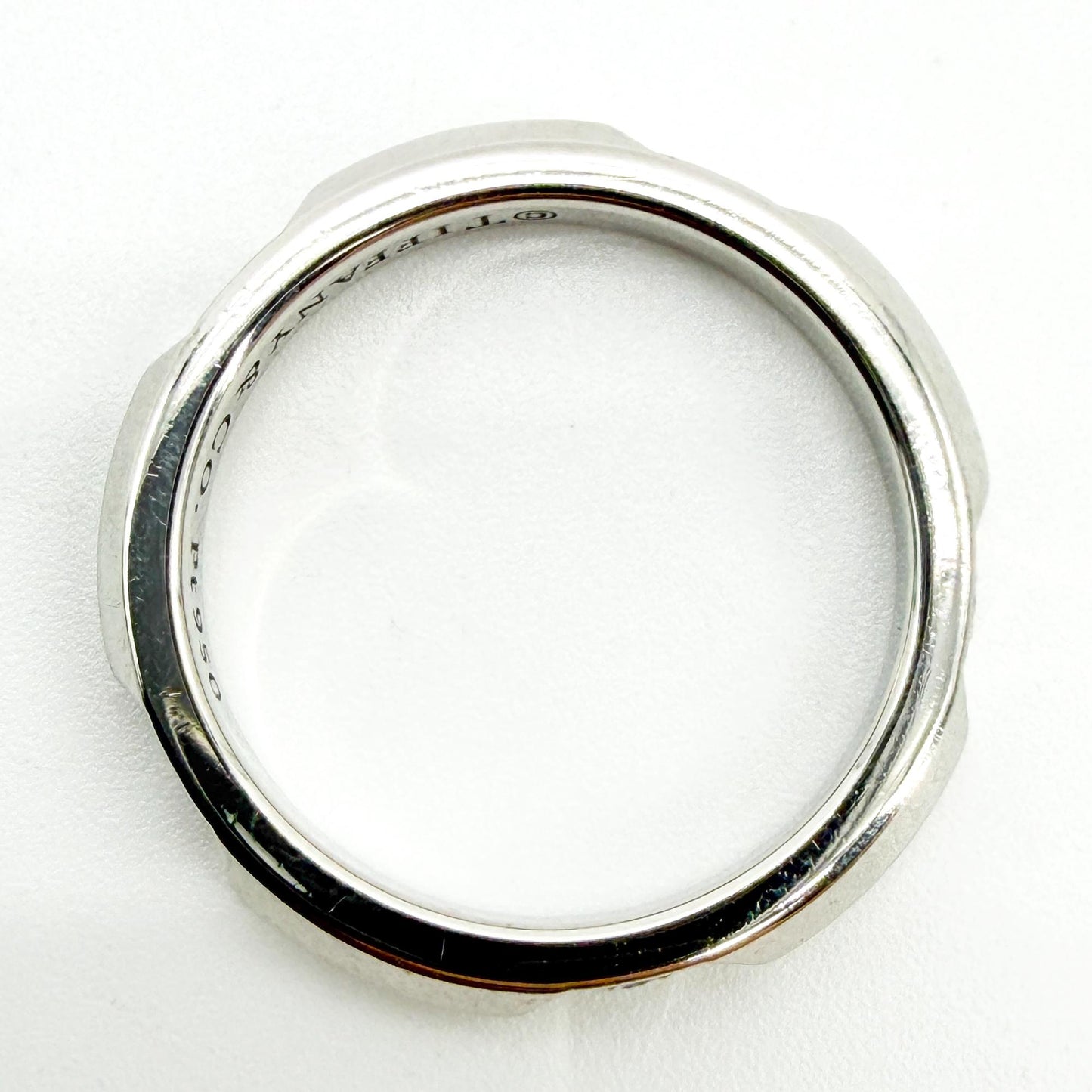 Tiffany Platinum Diamond Onyx Band Ring Size 8