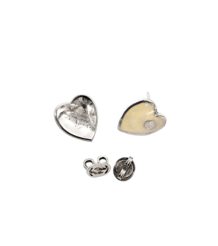 Gucci Ivory Heart Interlocking G Silver Earrings