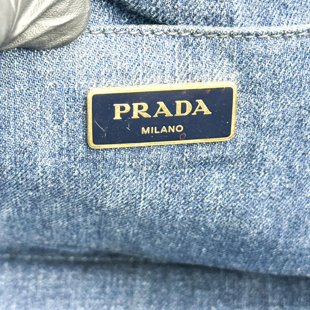 Prada Canapa Denim Tote Bag Blue