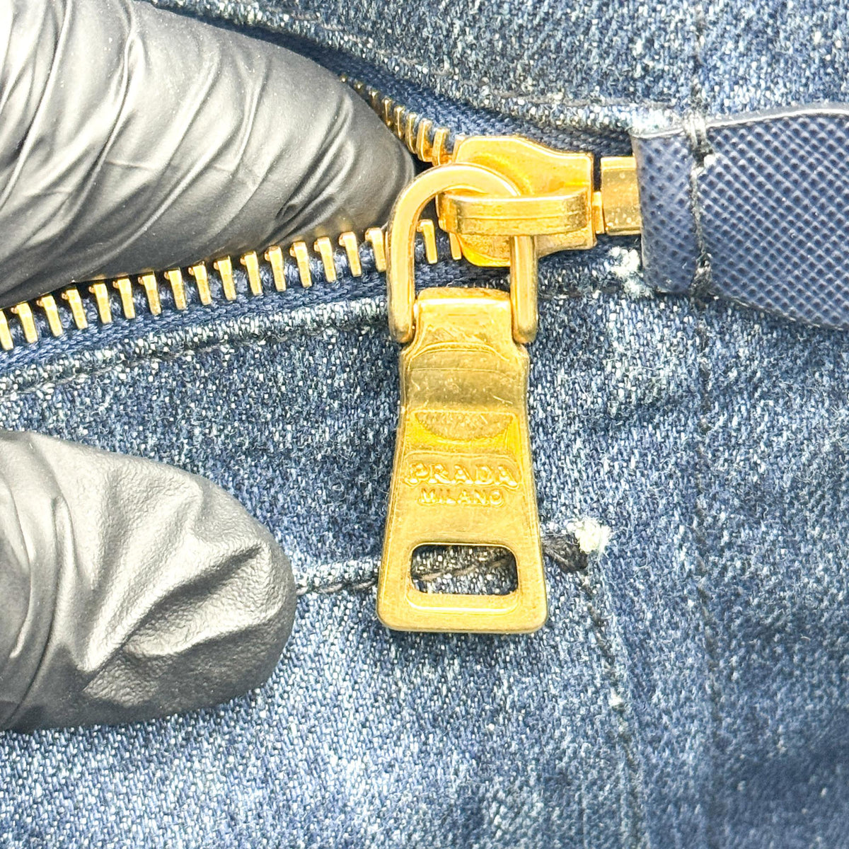 Prada Canapa Denim Tote Bag Blue