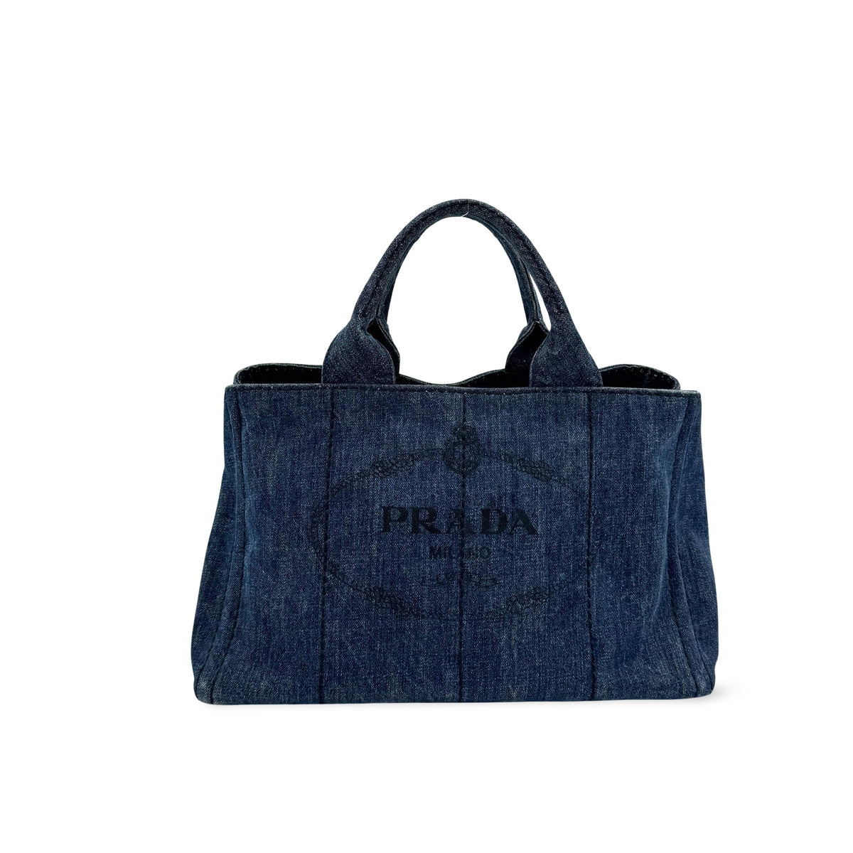 Prada Canapa Denim Tote Bag Blue