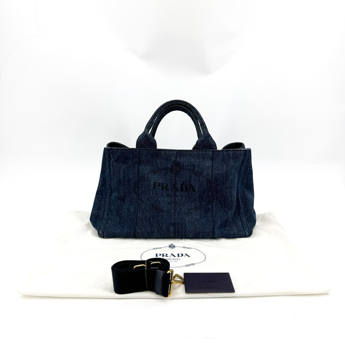 Prada Canapa Denim Tote Bag Blue