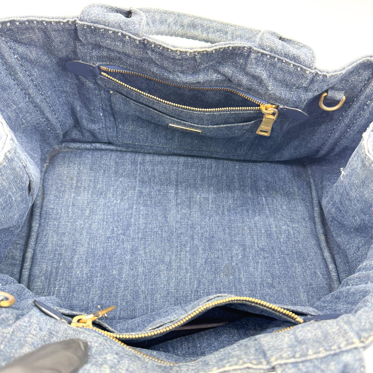 Prada Canapa Denim Tote Bag Blue