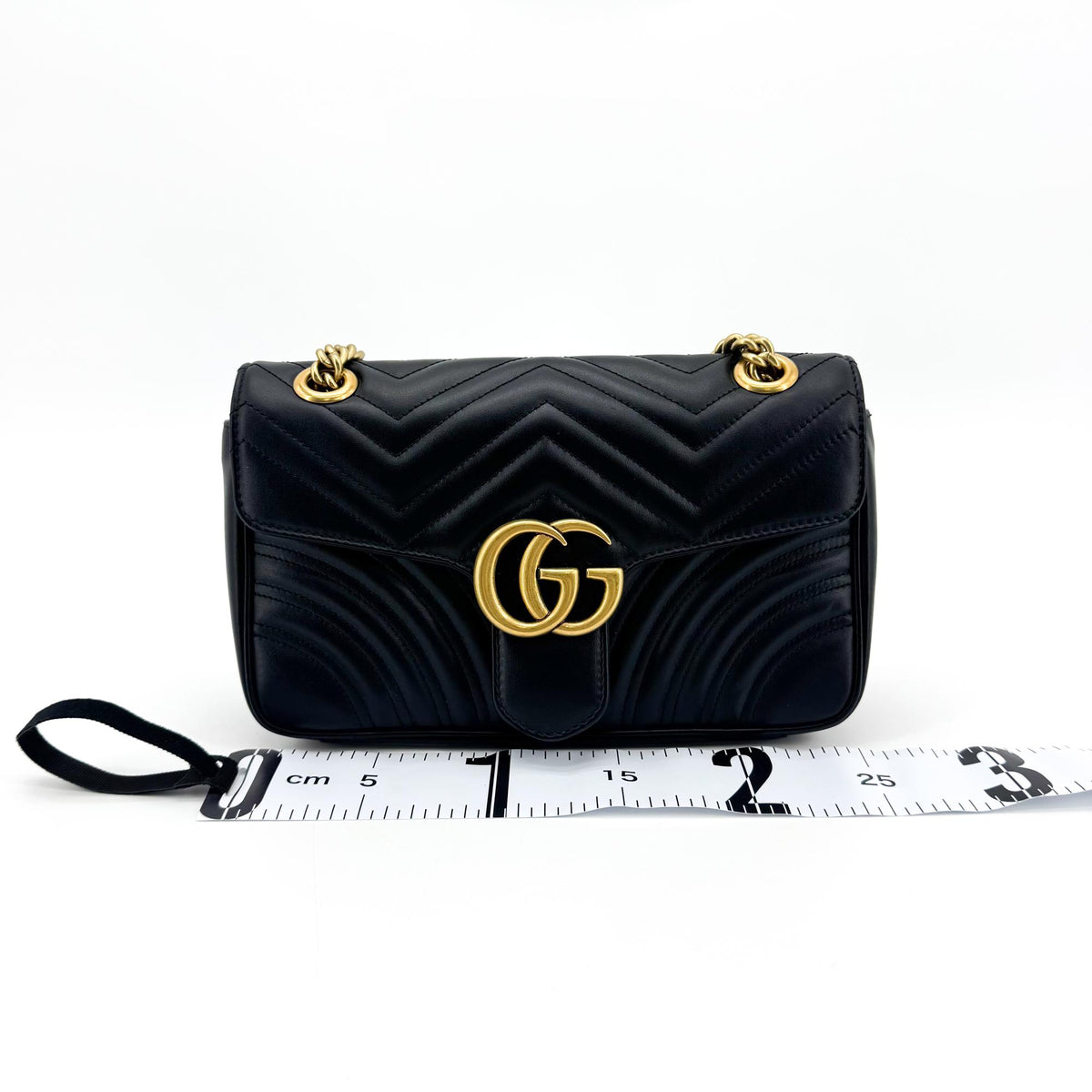 Gucci GG Marmont Mini Matelassé Crossbody Bag Black with Gold Hardware
