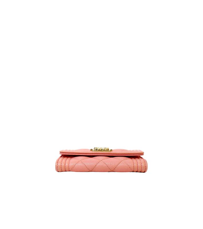 Chanel Pink Caviar Skin Boy Card Wallet