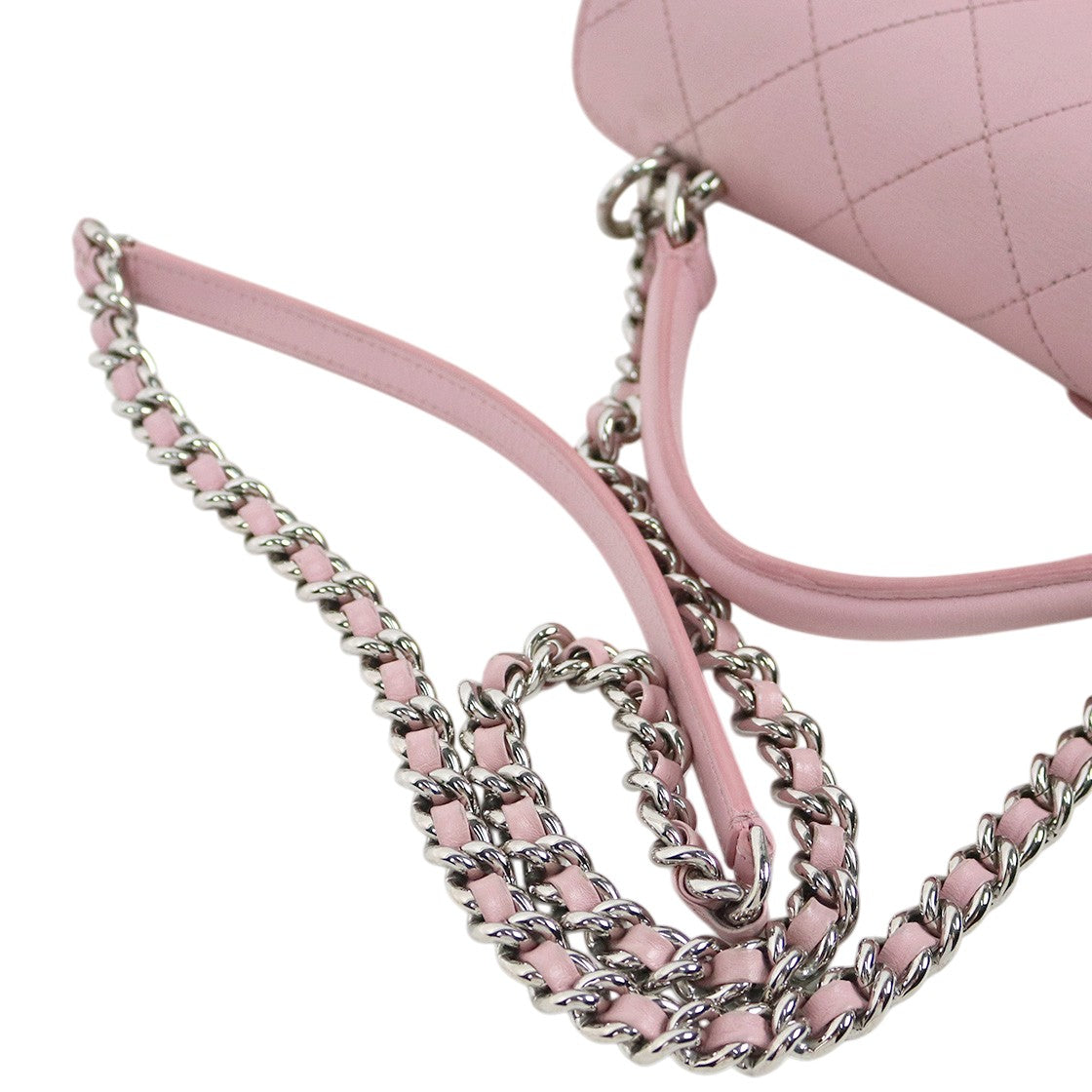 Chanel Pink Lambskin Quilted CC Flap Top-Handle 2-Way Bag
