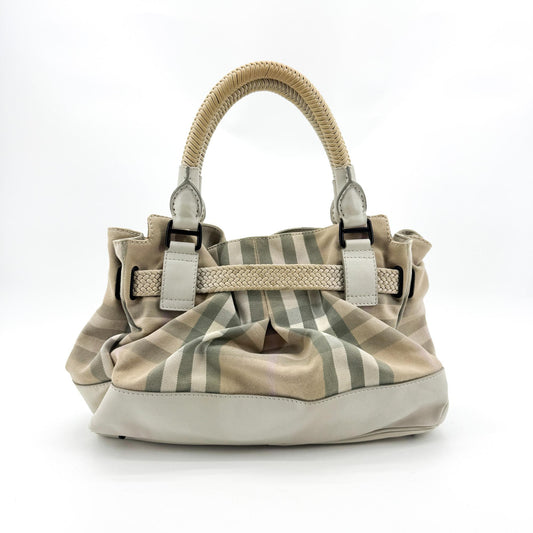 Burberry Mega Check Canvas Belted Tote Bag Beige