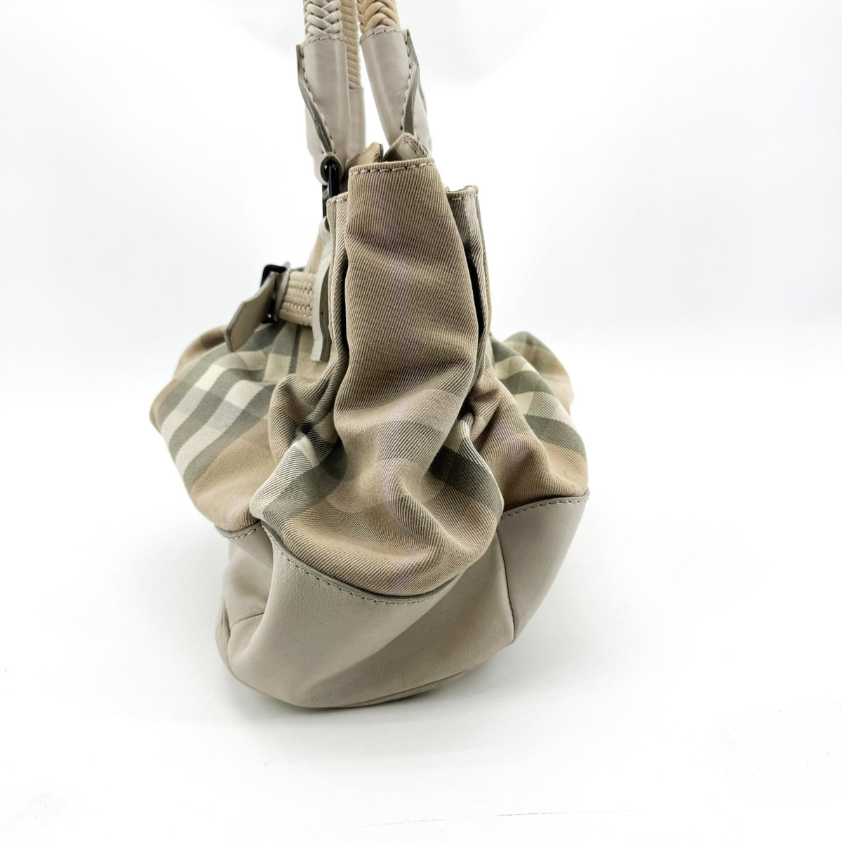 Burberry Mega Check Canvas Belted Tote Bag Beige