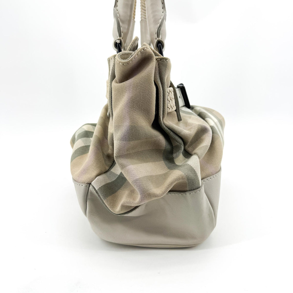 Burberry Mega Check Canvas Belted Tote Bag Beige