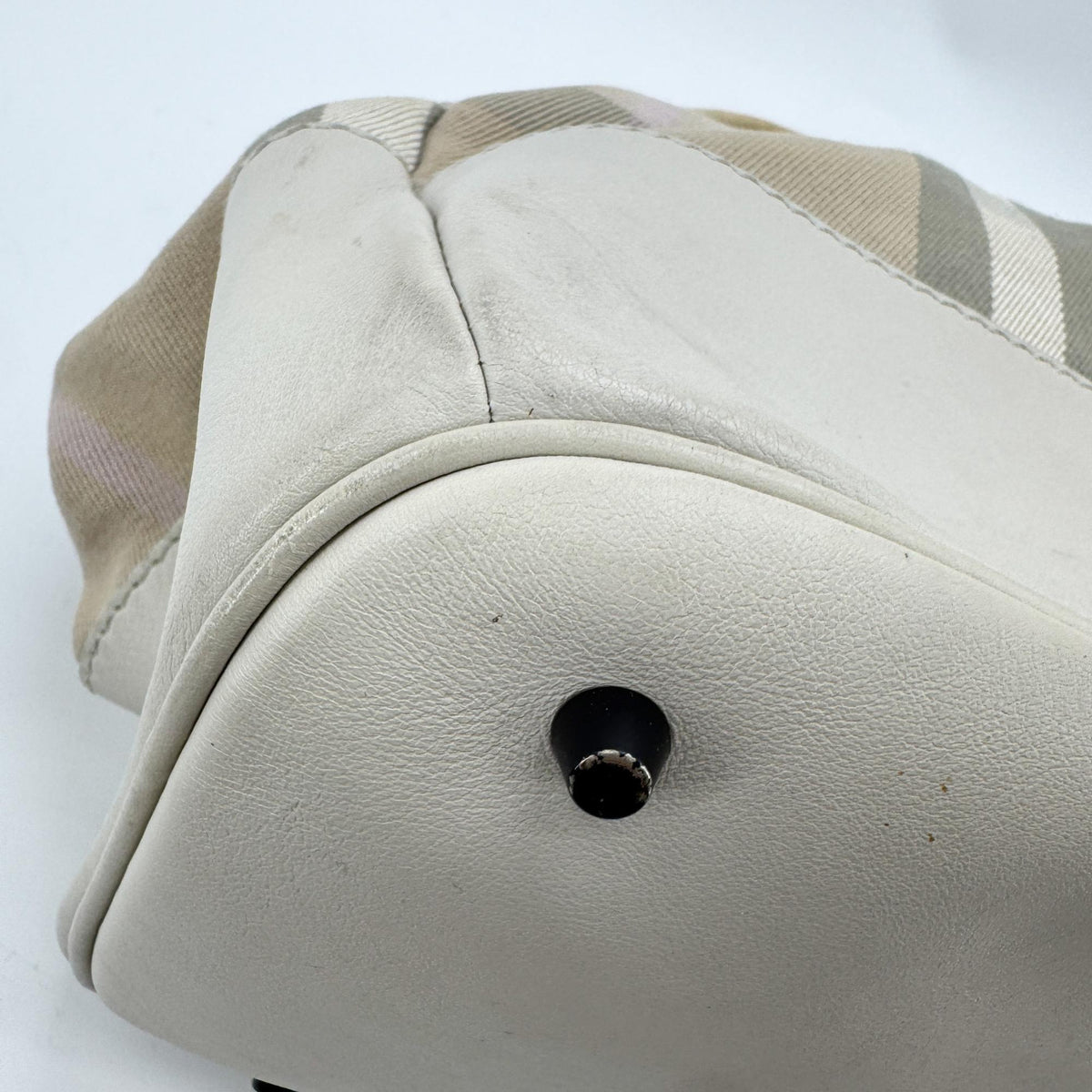 Burberry Mega Check Canvas Belted Tote Bag Beige