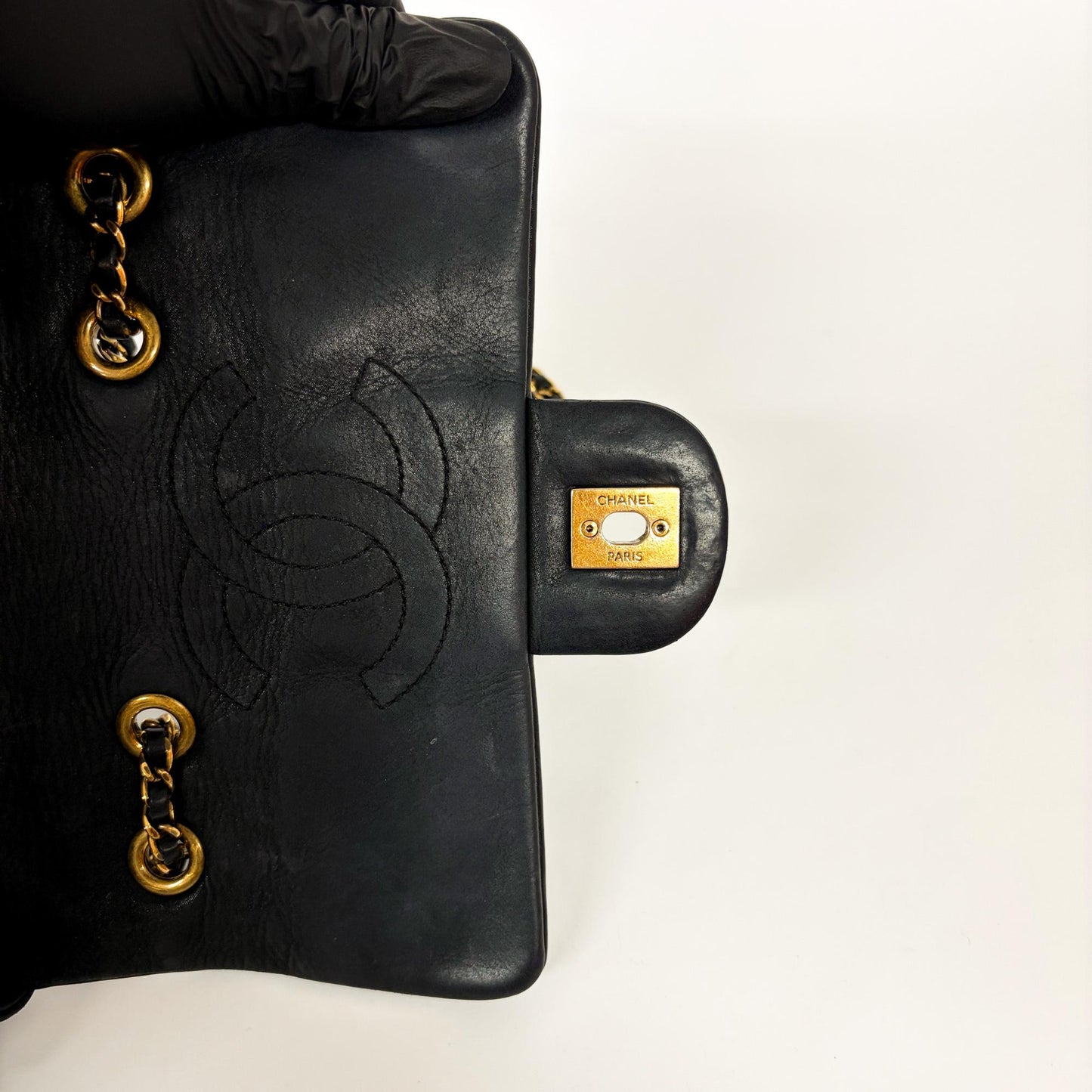 Chanel Small Rectangular Whipstitch Flap Bag Black Gold Hardware 21st Series
