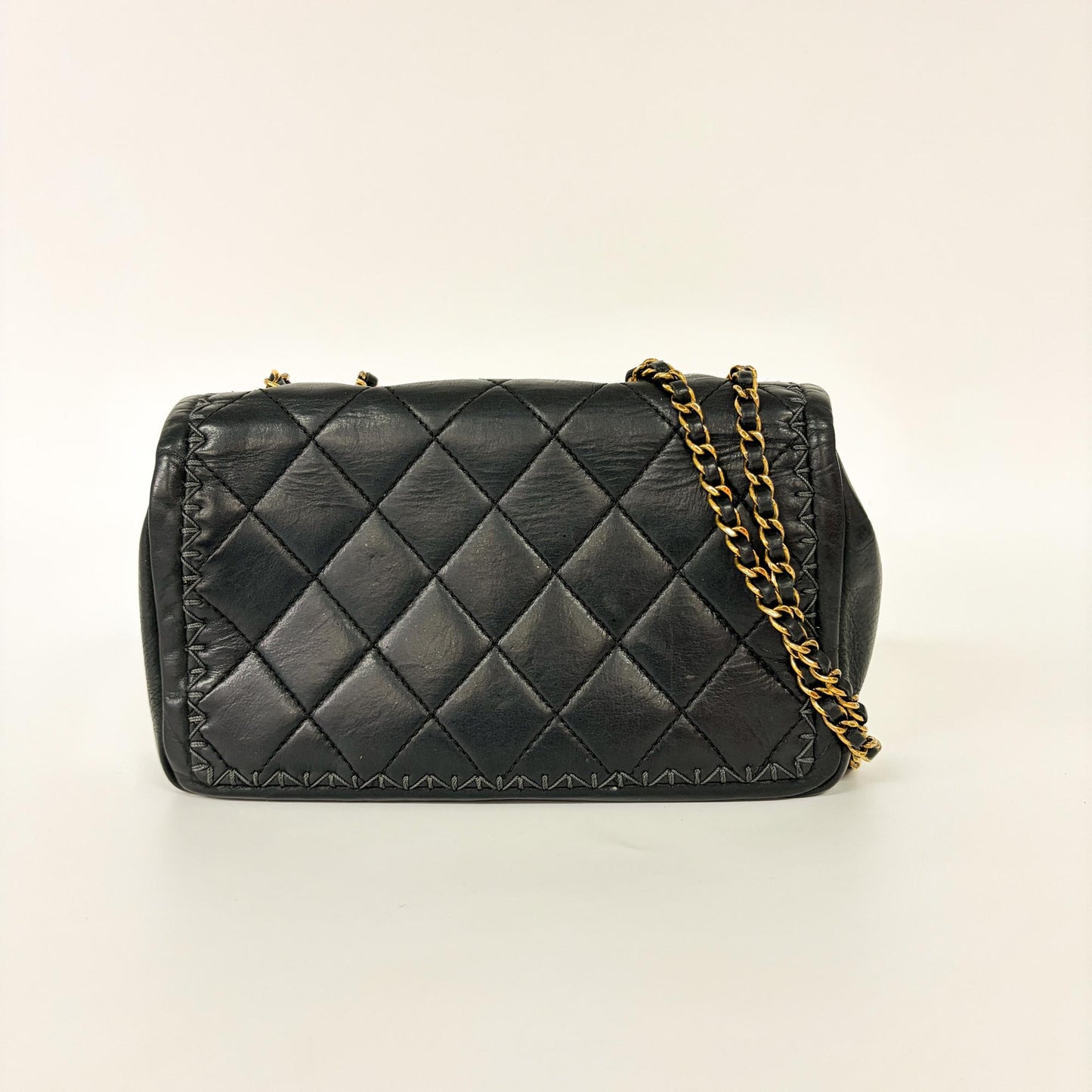 Chanel Small Rectangular Whipstitch Flap Bag Black Gold Hardware 21st Series