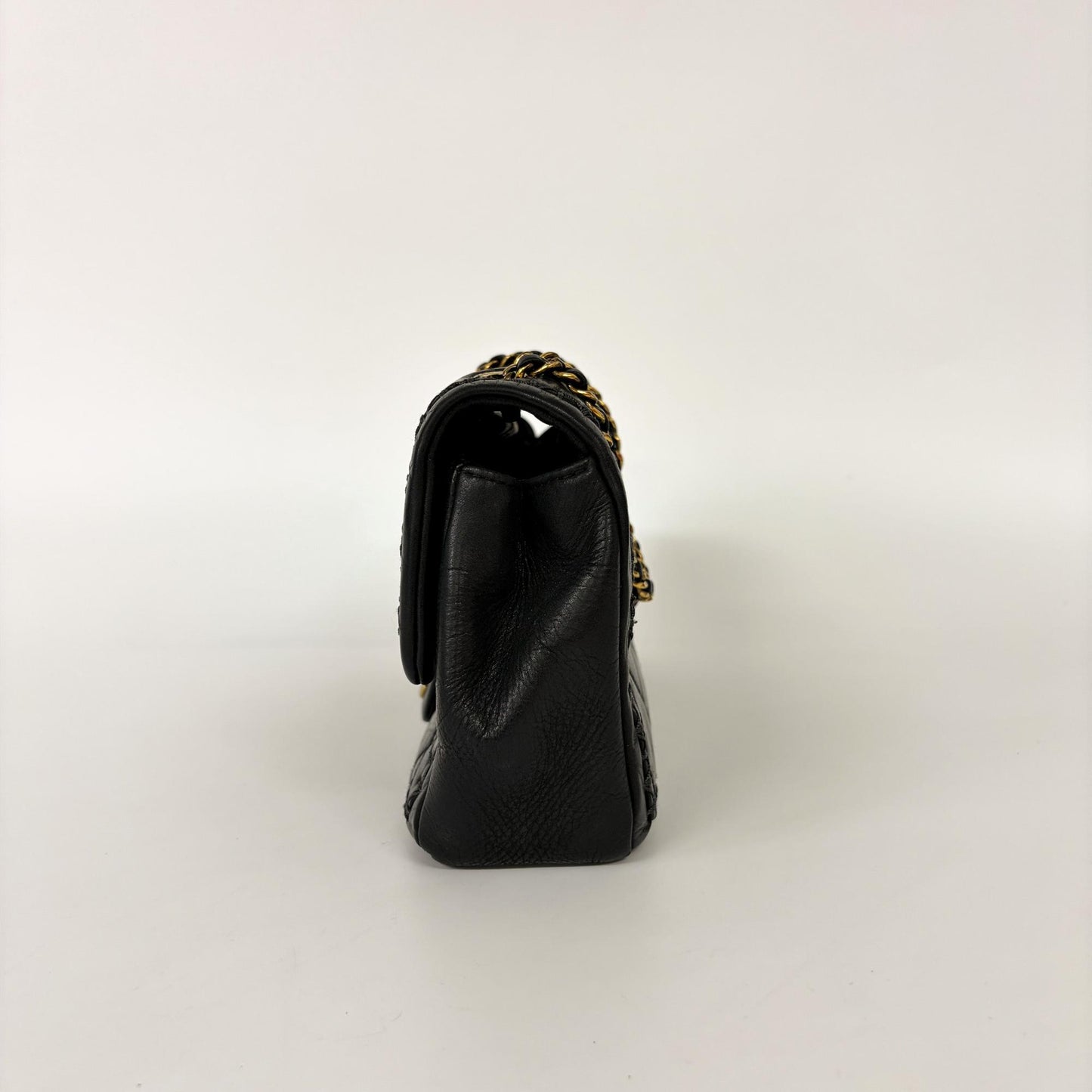 Chanel Small Rectangular Whipstitch Flap Bag Black Gold Hardware 21st Series