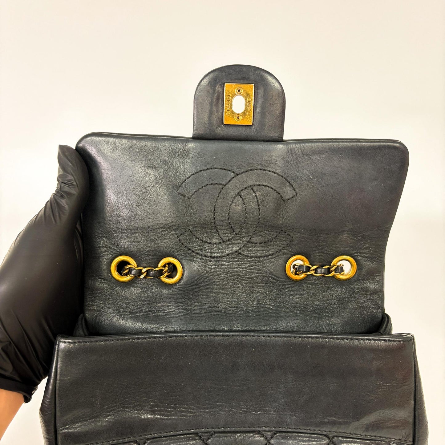 Chanel Small Rectangular Whipstitch Flap Bag Black Gold Hardware 21st Series