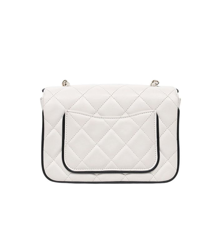 Chanel White Quilted CC Chain Shoulder Bag with Built-in Chip