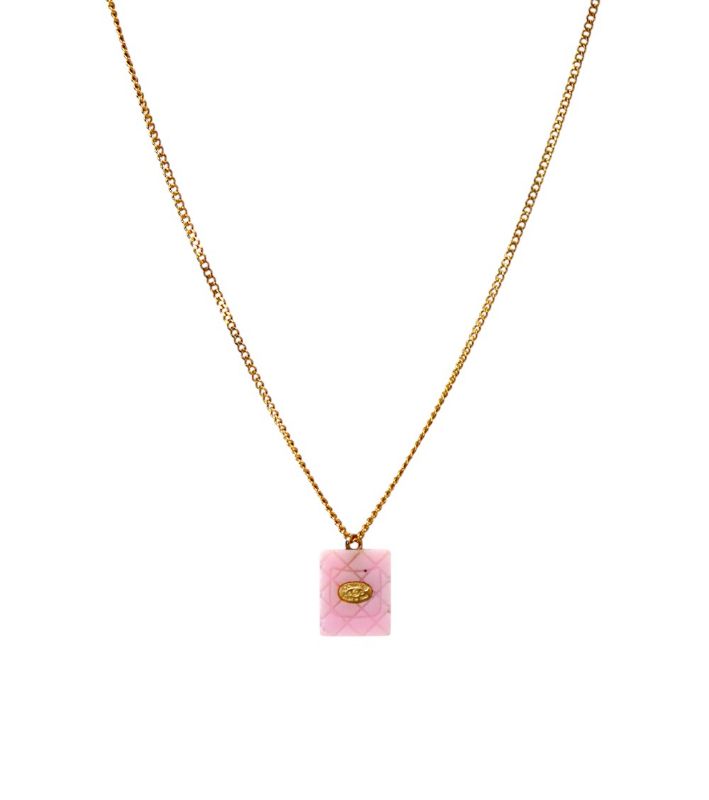 Chanel Pink Blambon Gold Necklace