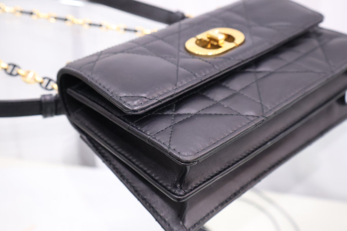 Miss Caro Mini Black Macro Cannage Lambskin Shoulder Crossbody Bag S5169UDAX_M900