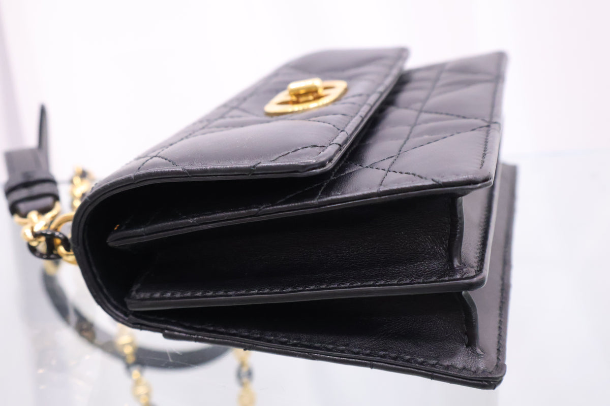 Miss Caro Mini Black Macro Cannage Lambskin Shoulder Crossbody Bag S5169UDAX_M900