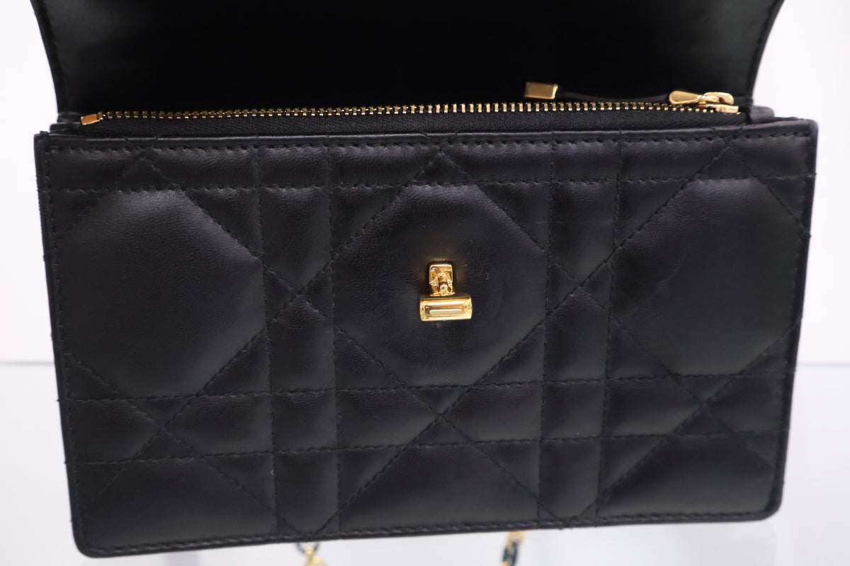 Miss Caro Mini Black Macro Cannage Lambskin Shoulder Crossbody Bag S5169UDAX_M900